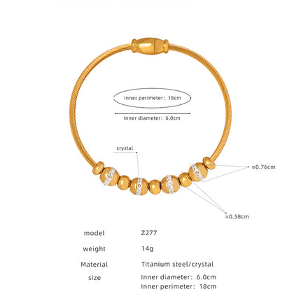 Antique European and American titanium steel vacuum plating 18k gold non-fading round heart pendant bracelet women's wholesale jewelry
