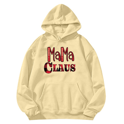 in stock foreign trade cross-border red plaid MAMA RIED printed hooded hoodie autumn and winter European and American women's