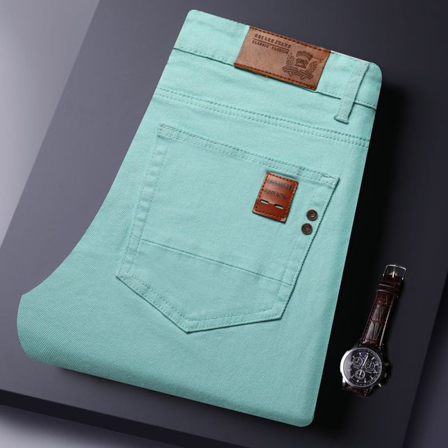 Summer Thin Casual Pants for Men, Loose Straight Grass Green Business Solid Color Versatile Youth Men's Long Pants Wholesale