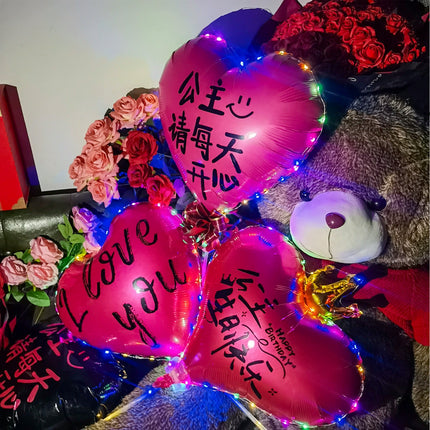 2026 New Year's Eve 18inch Aluminum Foil Heart Balloons Floating Set - Peace, Joy, Happy Birthday Theme