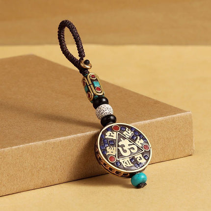 Nepal Retro Car Keychain Bodhi Pendant High-grade Ping An Brand Good Luck Creative Hanging Ornaments Handmade Chain for Men and Women