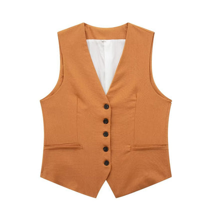 European and American 2023 New Fashion Women's Blended Vest Vest 7747356 High Waist Casual Shorts 7748356 Trendy