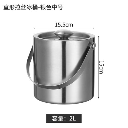 Amazon Stainless Steel Double-Layer Ice Bucket Bar Champagne Red Wine Beer Commercial Ice Bucket Stainless Steel Bucket