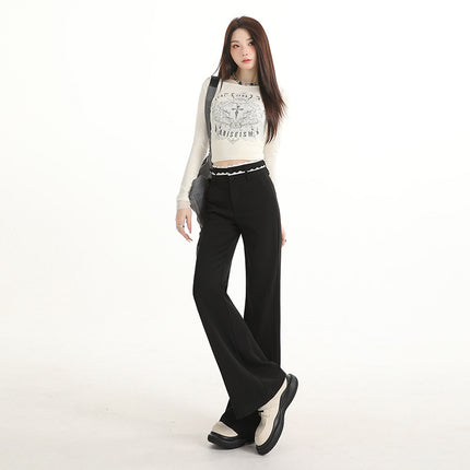 Black Flared Jeans for Women, Autumn New American Style, High-Waisted, Loose, Drapey, Slimming Wide-Leg Bell-Bottom Pants