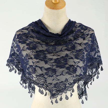 Hot Selling Lace Triangle Scarf Cut Out Korean Triangle Scarf Women's Export Hot Selling Summer Sun Protection Decorative Veil