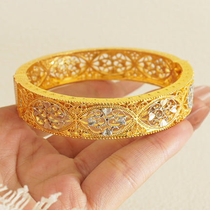 Gold Silver Rose Color Middle East Ethiopian Bangles Dubai Women Fashion Jewelry Bridal Wedding Gift