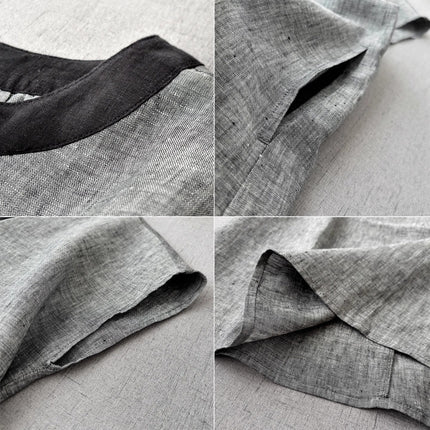 Artistic Women's Loose Casual Sleeveless Dress, New Summer Product, High-End Elegant Yarn-Dyed Cotton and Linen Long Dress