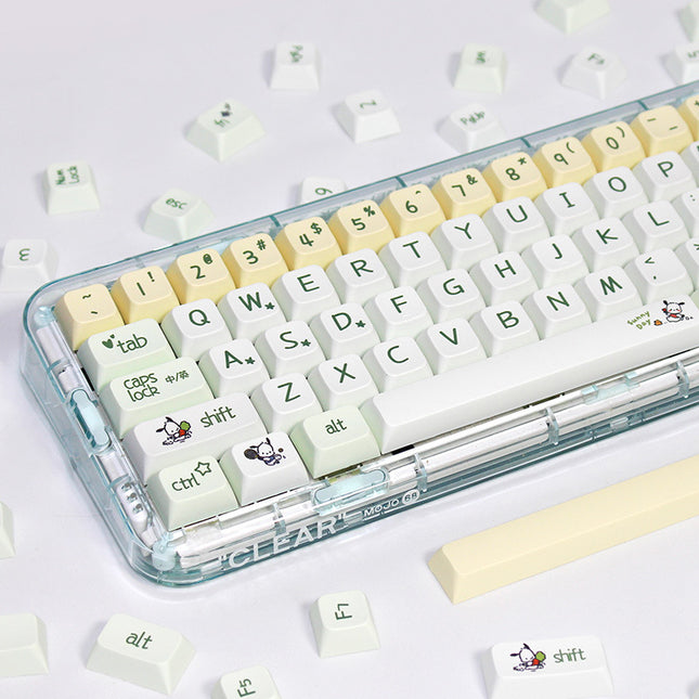 XDA Height Pacha Dog Theme Pattern Yellow Green Keycap Thermal Sublimation Mechanical Keyboard Cap Small Full Set PBT Keycap