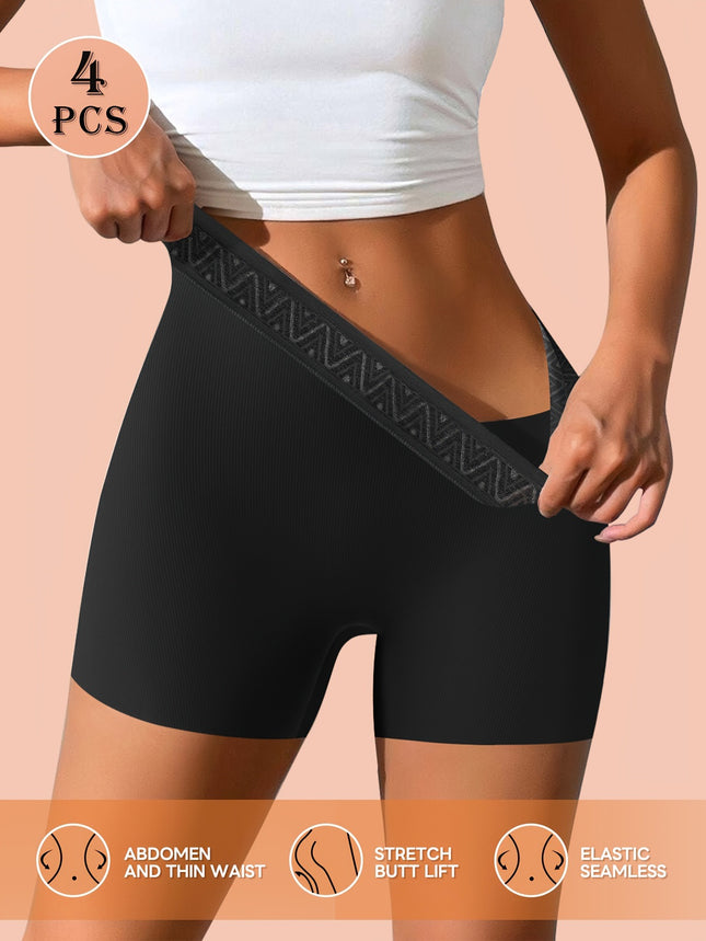 [Shaping Shorts] 4Pcs Women's High-Waist Shaping Shorts |