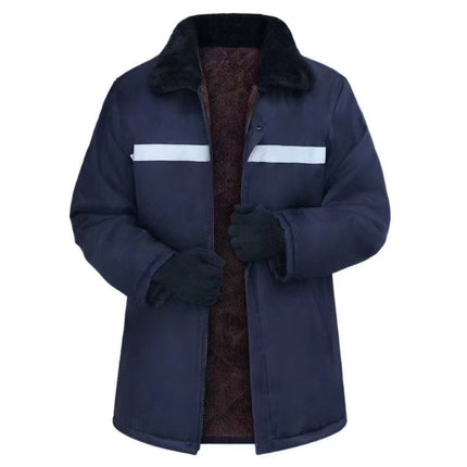 Winter cotton-padded jacket reflective strip fleece-lined thickened labor protection overalls outdoor warm cold-proof cotton-padded coat site coat