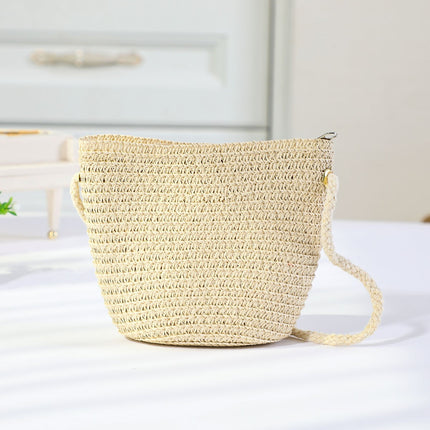 Straw Handmade Bow Woven Mobile Phone Bag Cross-border Hot Selling Women's Crossbody Seaside Straw Woven Crossbody Woven Bag Factory