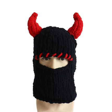 Bear Mask Headgear Sweet Cool Spice Girl Style European and American Handmade Knitted Thickened Wool Warm Hat Cute Autumn and Winter Hat