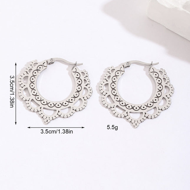 Trendy and Versatile Silver Exaggerated Earrings, European and American Ins-Style Irregular Exquisite Earrings, Non-Fading Titanium Steel Earrings