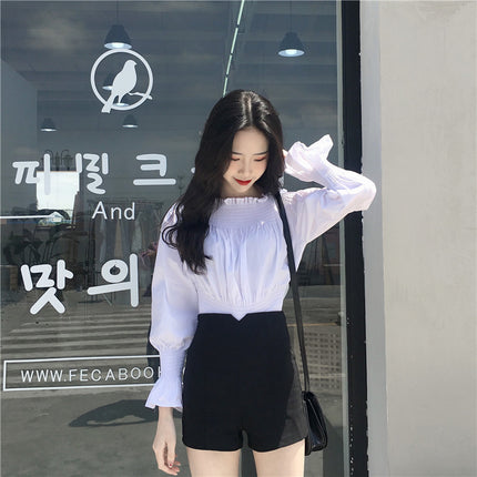 23 high waist casual A- line black slimming leggings chubby girl new wide leg hot pants shorts women's thin autumn clothes 20