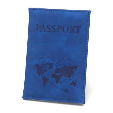 World Map Heart-Shaped Airplane Passport Holder, Lightweight Leather Passport Book, Portable, Unisex Passport Book