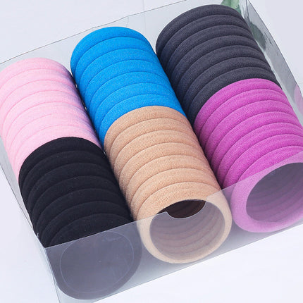 Simple Hair Rope Women's Leather Cover Rubber Band Women's Tie High Elastic Durable Hair Rope Black Headwear Thick Hair Ring