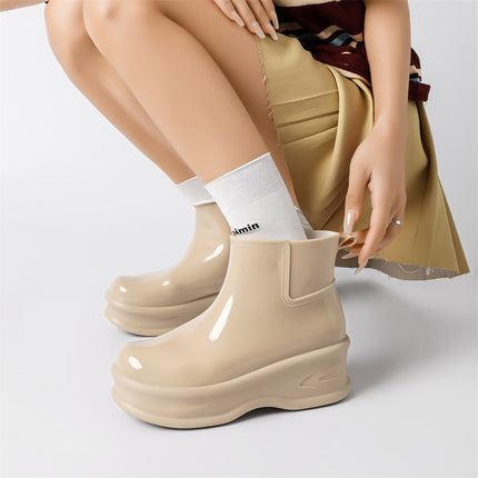 Cross-Border Wholesale Japanese-Style New Fashion Rain Boots for Women, Non-Slip Waterproof Shoes, Girls' Camping Rubber Shoes, Shiny Rain Boots