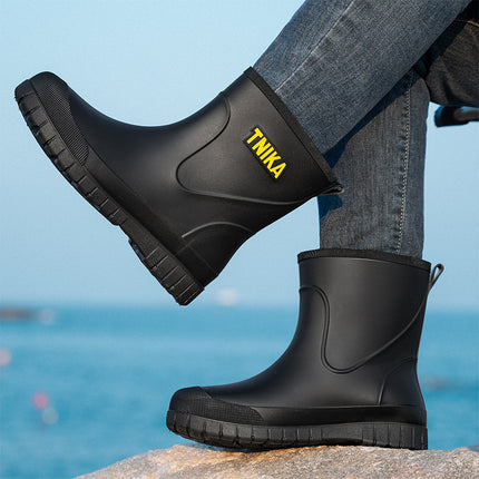 2025 Cross-border Men's Rain Boots Water Shoes Waterproof Wear-resistant Rubber Shoes Rain Boots Non-slip Short PVC Water Boots