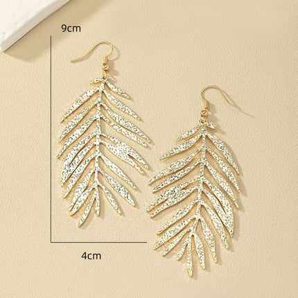 European and American Cross-Border Supply Retro Fashion Simple Leaf Tassel Earrings Elegant Simple Versatile Long Women's Earrings
