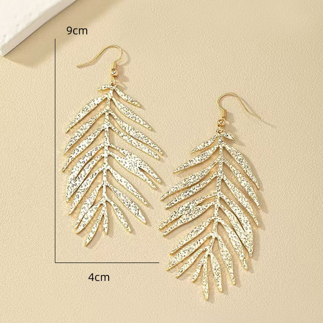 European and American Cross-Border Supply Retro Fashion Simple Leaf Tassel Earrings Elegant Simple Versatile Long Women's Earrings