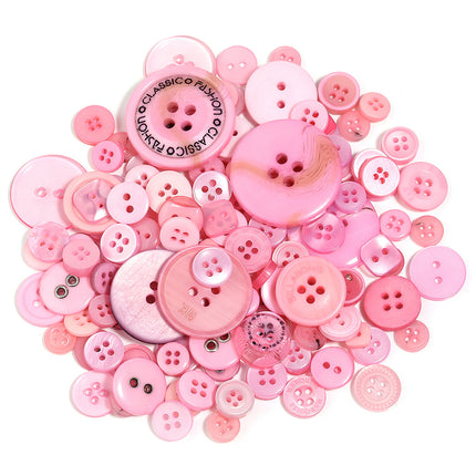 Resin round four eye color buttons handmade DIY mixed buttons making button painting button flower material bag