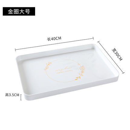 White Plastic Tray Rectangular Tea Tray Household Baking Tray Tea Cup Scandinavian Accessible Luxury Water Cup Storage Melamine