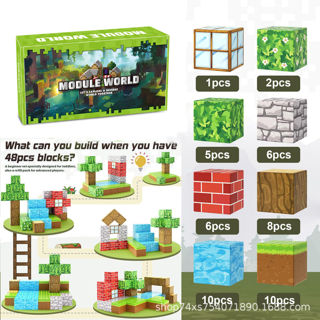 Cross-Border Mc My Magnetic World Magnetic Block Building Blocks Assembly Gravity Puzzle Primitive Forest Amazon Jungle