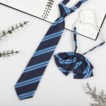 Japanese and Korean striped jk/dk college style men's and women's red cyanotic gray blue shirt accessories tie-free collar suit