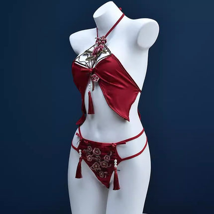 Sexy Lingerie Classical Bellyband Embroidered Lace Tassel Lace Cut Out Ancient Style Uniform Suit Qqny Shirt Halter