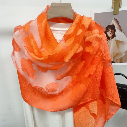 Three-dimensional Flower Cutting Scarf Women's Spring and Autumn Korean-style Organza Rose Long Scarf Gauze Dual-use Shawl