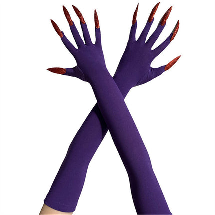 48cm European and American Fashion Halloween Gloves Long Nails Ghost Claw Gloves Long Performance Props Costume Black Red Claw