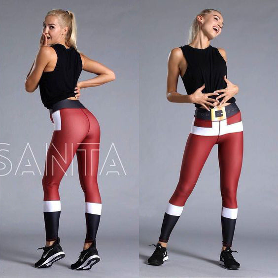 Cross-Border European and American Temu Amazon Popular Women's Christmas Printed Clothing Fitness Sports Pants Yoga Pants Leggings