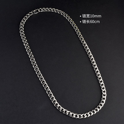 European and American Versatile Basic Cuban Chain Titanium Steel Necklace German Titanium Stainless Steel Jewelry Trendy Cool Unisex Versatile Chain