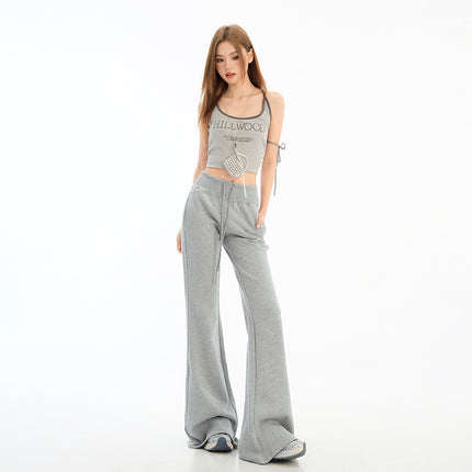 American Style Summer New Lazy Style All-match Tight Waist Slim-fit Slim-fit Loose Mop Pants Casual Micro-horn Sweat Pants for Women