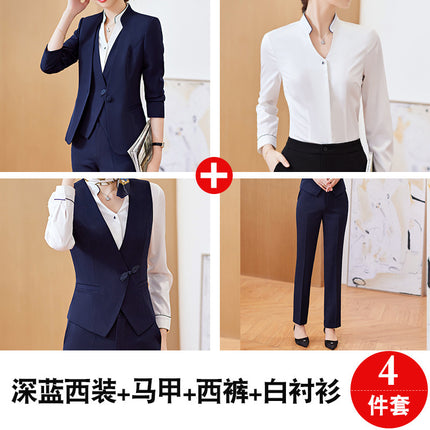 2023 Spring and Autumn New Vest Professional suit Women's Suit Hotel Front Desk Jewelry Store Sales Work Clothes Three-piece Set