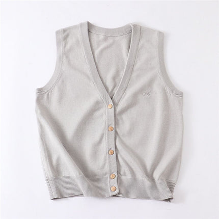 Cyanotic waistcoat [Jizhou Tea Love] JK waistcoat vest v-neck knitted sweater cardigan sleeveless Japanese jk women