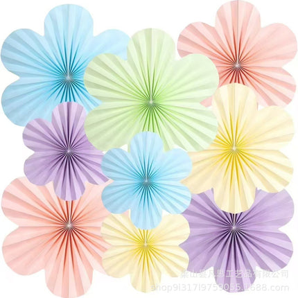 New Wall Flower Paper Fan Flower Decoration Birthday Party Window Background Wall Decoration Paper Fan Hanging Paper Flowers