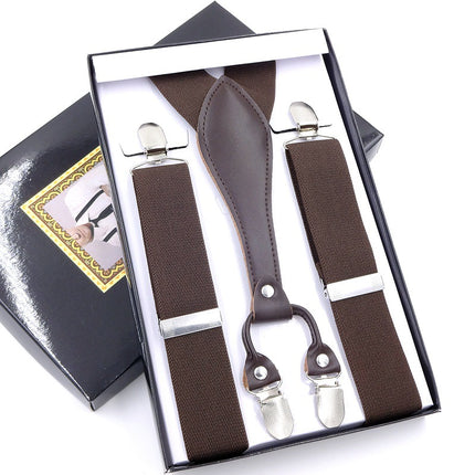 Men's Strap Suit Pants Strap Clip Suspender Strap for the Elderly Men's Fat Men's Elasticated Shoulder Strap Four Clips Black jek