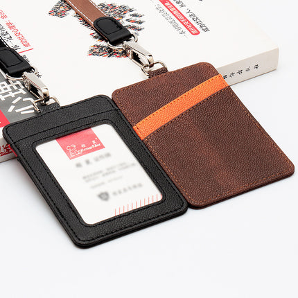 Color-Blocking Basketball Pattern Leather Work Id Card Holder Student Card Holder Business Badge Access Control Pu Lanyard Color-Blocking Wholesale Work Id Card