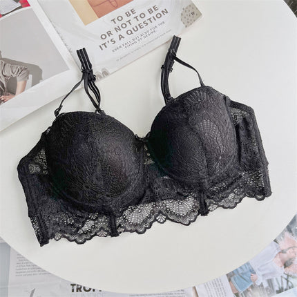 Pure Desire 100kg Plus Size Sexy Lace Girl Sweet Adjustable Underwear Bra Set Removable Strapless