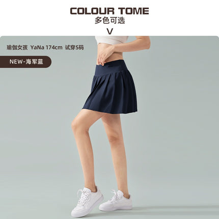 Spring and Summer New Dopamine Yoga Short Skirt Anti-running Fake Two-piece Tennis Skirt Quick-drying Fitness Sports Skirt Pleated Skirt