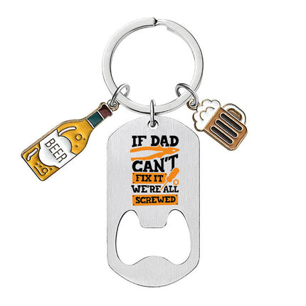Cross-border Stainless Steel Engraving Metal Keychain Bottle Opener Wine Glass Wine Bottle Birthday Christmas Father's Day Gift