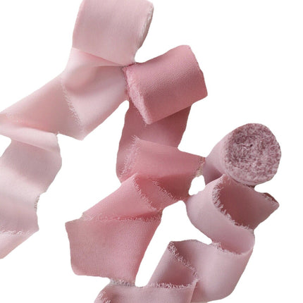 Ins Hand-Torn Raw Edge Ribbon Bouquet Satin Ribbon Ribbon Dried Rose Wedding Flowers Tied Chiffon Lace