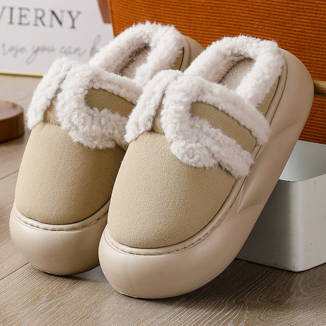Furry Cotton Slippers for Women, Cartoon Style, Soft Sole, Suitable for Outdoor Wear, Warm, Non-Slip, Home Use, Velvet Material, Thick Sole for Winter