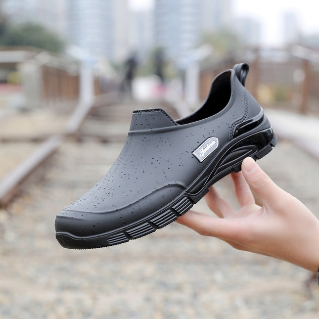 New Low-Cut Men's Rain Boots, Non-Slip, Waterproof and Wear-Resistant, Short Rubber Shoes for Outer Wear, Kitchen Work, Fishing Waterproof Boots for Men
