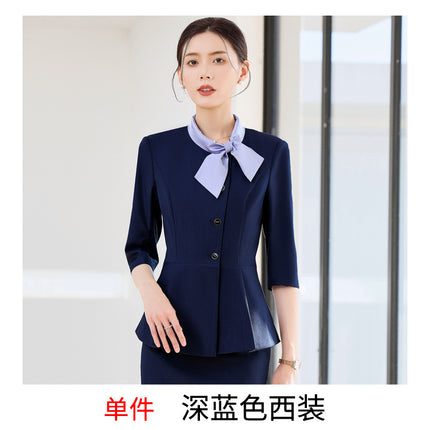 Hotel Work Clothes Female Seven-point Sleeve Spring and Autumn Front Desk Cashier Professional suit Catering Hotel Waiter Work Clothes Female