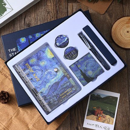 European and American Style Oil Painting Handbook Set Creative Van Gogh Monet Gift for Students Art Handbook Notepad Gift Box