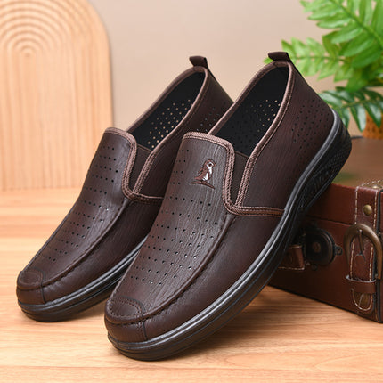 New Summer Men's Clogs, Breathable Hollow Mesh Shoes, Soft Soles, Non-Slip, Wear-Resistant Work Shoes, Men's Leather Shoes for Work