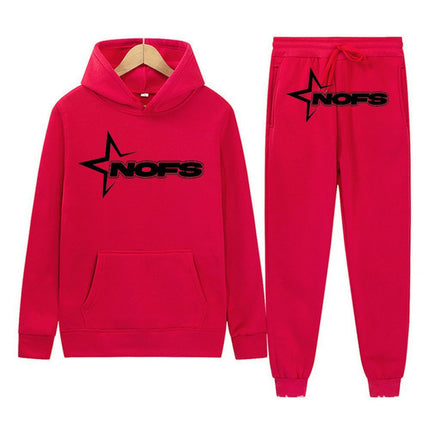Y2K New Long Sleeve Noes Hoodie Suit Sweatshirt Two-Piece Punk Band Rock Clothing Streetwear
