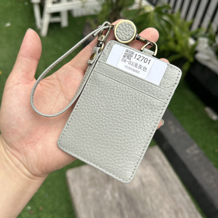 Fashion Genuine Leather Hangtag One-sided ID badge Wrist Wear Drawable Waist Card Bag Japanese and Korean Work Card Set